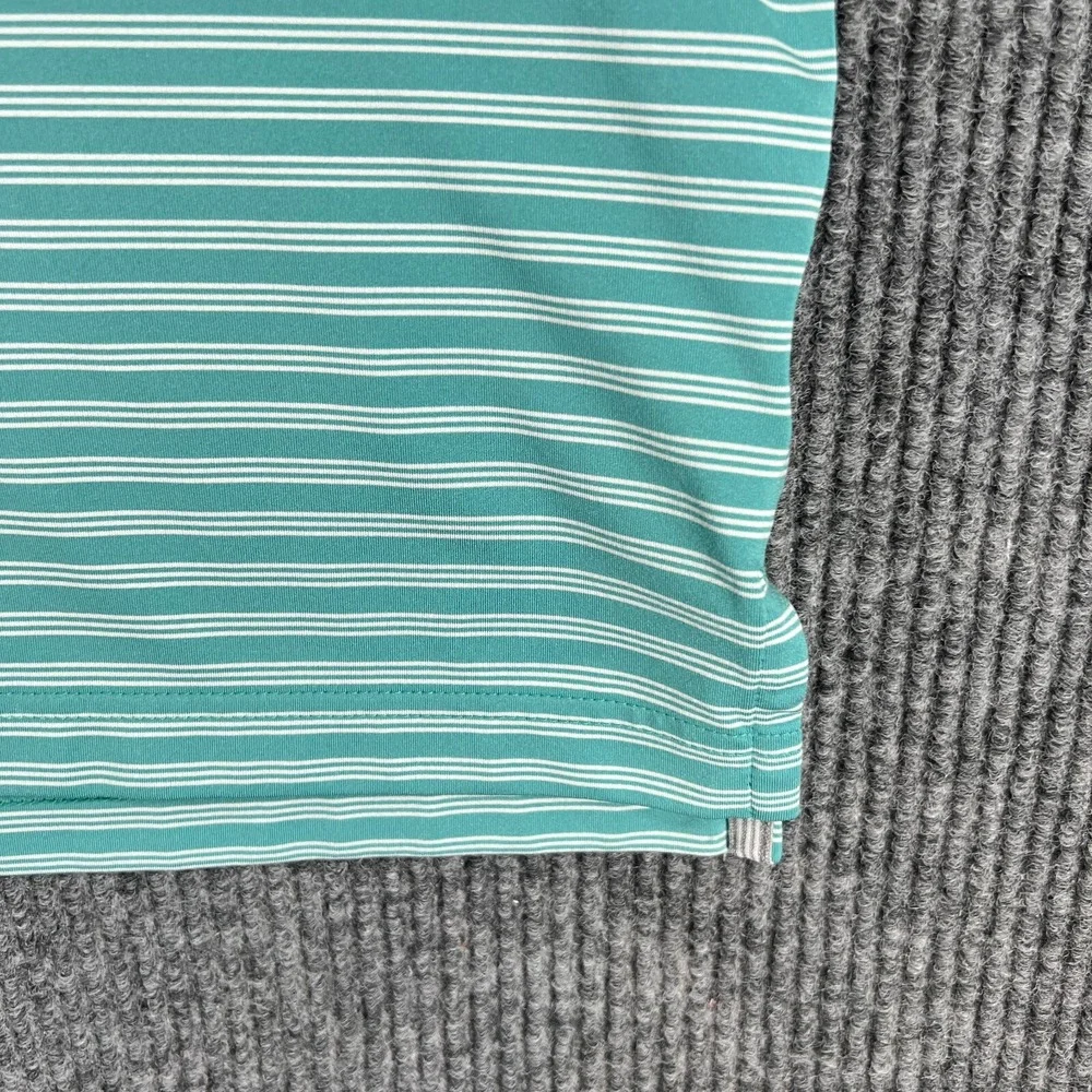 Adidas Polo Shirt Mens Large Green Striped Short Sleeve Casual Golf Outdoor